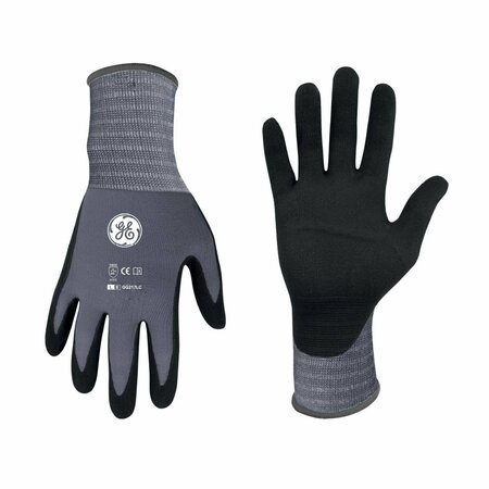GE Nitrile Coated General Purpose Gloves, 15 Gauge, GRY/BLK, LRG, 1/PR GG217LC